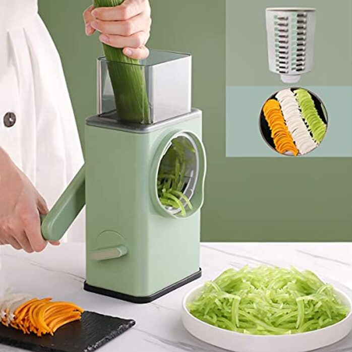 3-in-1 Manual Vegetable Slicer – Rotary Grater & Shredder
