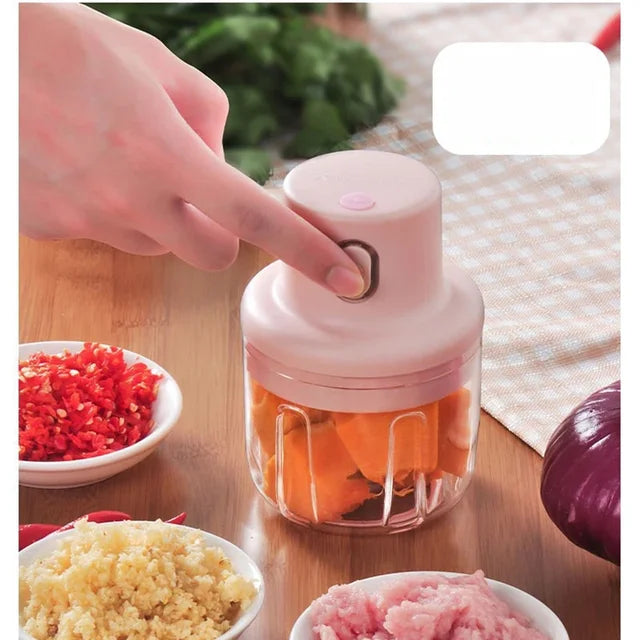 250ml Pink Usb Wireless Electric Garlic Masher Sturdy Press Mincer Vegetable