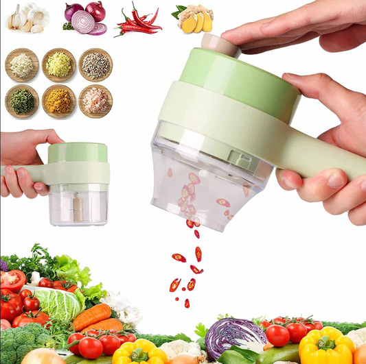 4-in-1 Electric Vegetable Cutter – Handheld Food Chopper & Slicer