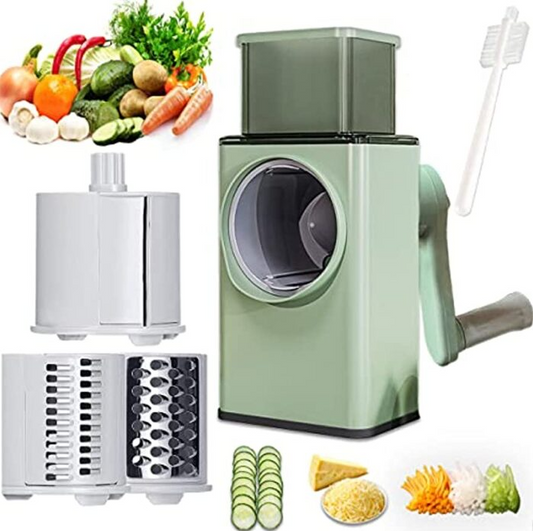 3-in-1 Manual Vegetable Slicer – Rotary Grater & Shredder