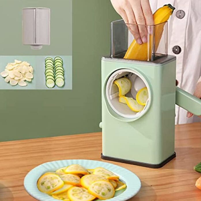 3-in-1 Manual Vegetable Slicer – Rotary Grater & Shredder