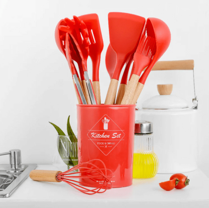 Silicone Kitchenware Cooking Utensils Set Heat Resistant Kitchen Non-stick 12 PCs (L)
